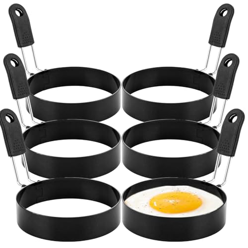 GBACHOOSE 6 Stück 3.5 Zoll Spiegeleierformen für die Pfanne Edelstahl Spiegeleiform Runde Pancake Form Eierformer Eierringe für Bratpfanne Spiegeleier Muffins Sandwich