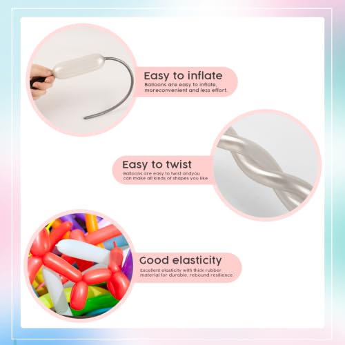 Image of Birthday Balloons - Pearl Silver 260 Long Balloons for Party & Wedding | Pearl Silver long balloons for balloon arch & string garland decorations, thick latex & easy to inflate, great for birthday