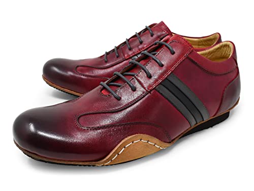 [three generations] レザー スニーカー メンズ 本革 赤 レッド 40サイズ （約25.5cm対応）