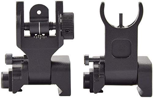 Gocheer Tactical Flip Iron Sight es Compatible con los rieles Picatinny y Weaver, Conjunto de Soporte de mira Delantero y Trasero Negro