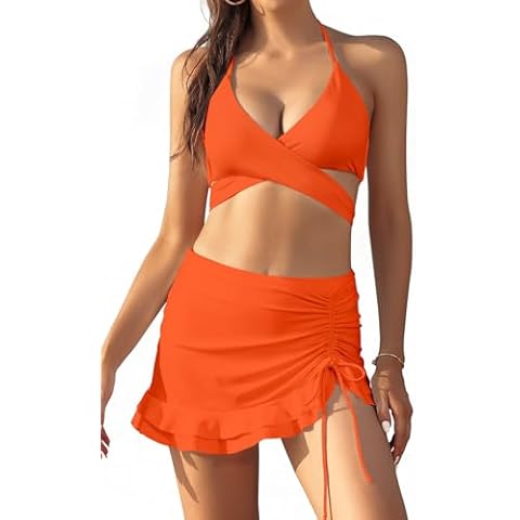 SHEKINI Women's Crisscross Halter Bikini Set Cover