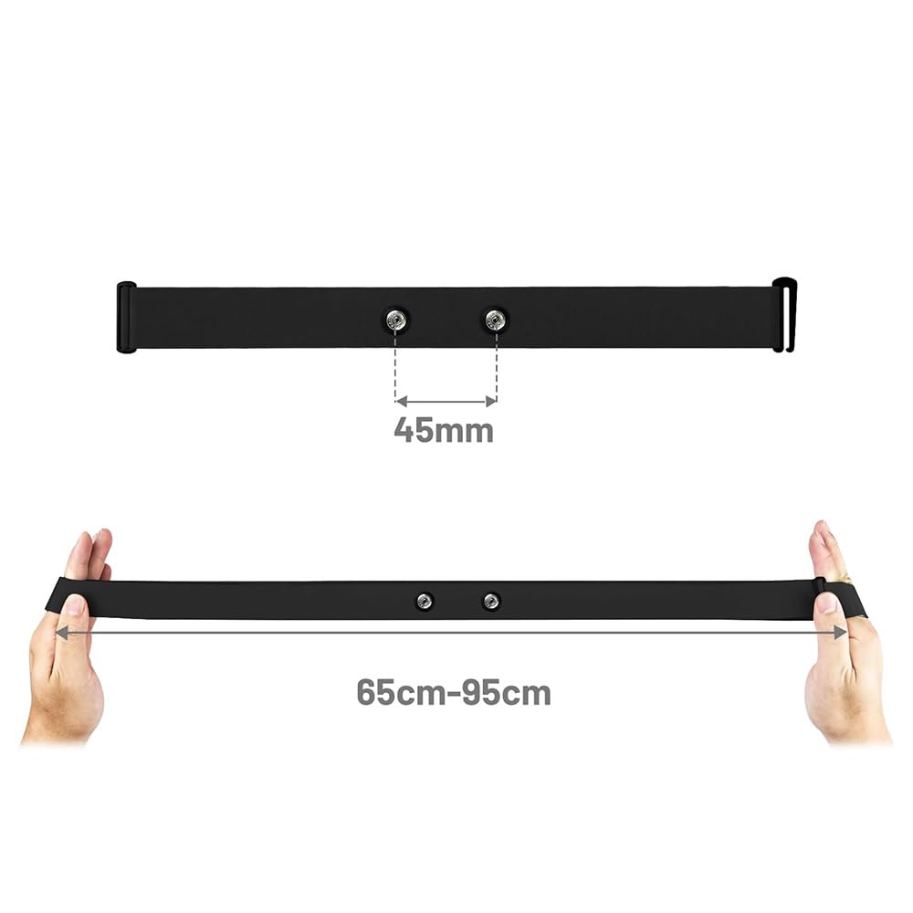 Correa para el Pecho con Monitor de Frecuencia Cardíaca de Repuesto, Suave y Ajustable, Compatible con Polar H10, H9, H7 (Negro)