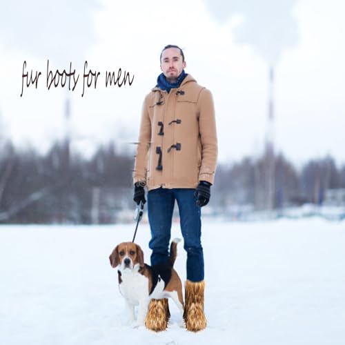 YXCFEWD Faux Fur Snow Boots for Men,Furry Boots Fuzzy Fluffy, Men's Winter Warm Flat Heel Non Slip Boots3