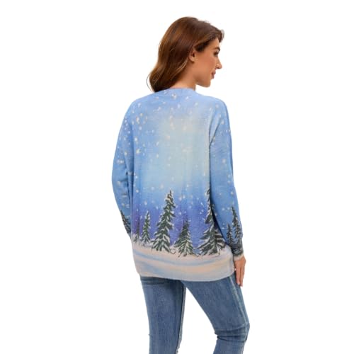 Image of Women's Oversized Graphic Print Knit Pullover Sweater