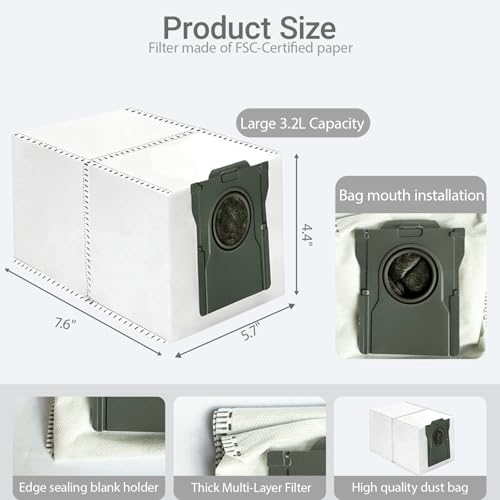 Image of 15-Pack Replacement Vacuum Bags for Dreame X40 /X30 /L50 /X50 /L40 /L10s Ultra /D30 Ultra Robot Vacuums, 3.2L Large Capacity Dust Bags