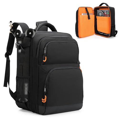 PGmoon DJ Controller Tasche Kompatibel mit RODECaster Pro II, Numark Party Mix II, Hercules Inpulse 200MK2, DJ Mixer Rucksack mit Multitasche für Mikrofon, Kabel und DJ Zubehöhr-Patent Design