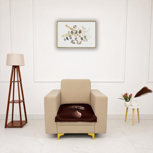 Image of Homerz Premium 'Luxe Series' Holland Velvet Sofa Cover | Smooth Finish | Anti-Skid Fleece Backing | Soft Touch Couch Protector for Living Room (Vase, 1 Seater, Only Seat Cover)