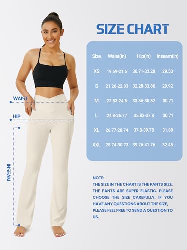 Image of FOHOFO Yoga Pants Women, Flare Leggings for Women with Pockets Crossover High Waisted Bootcut Yoga Pants