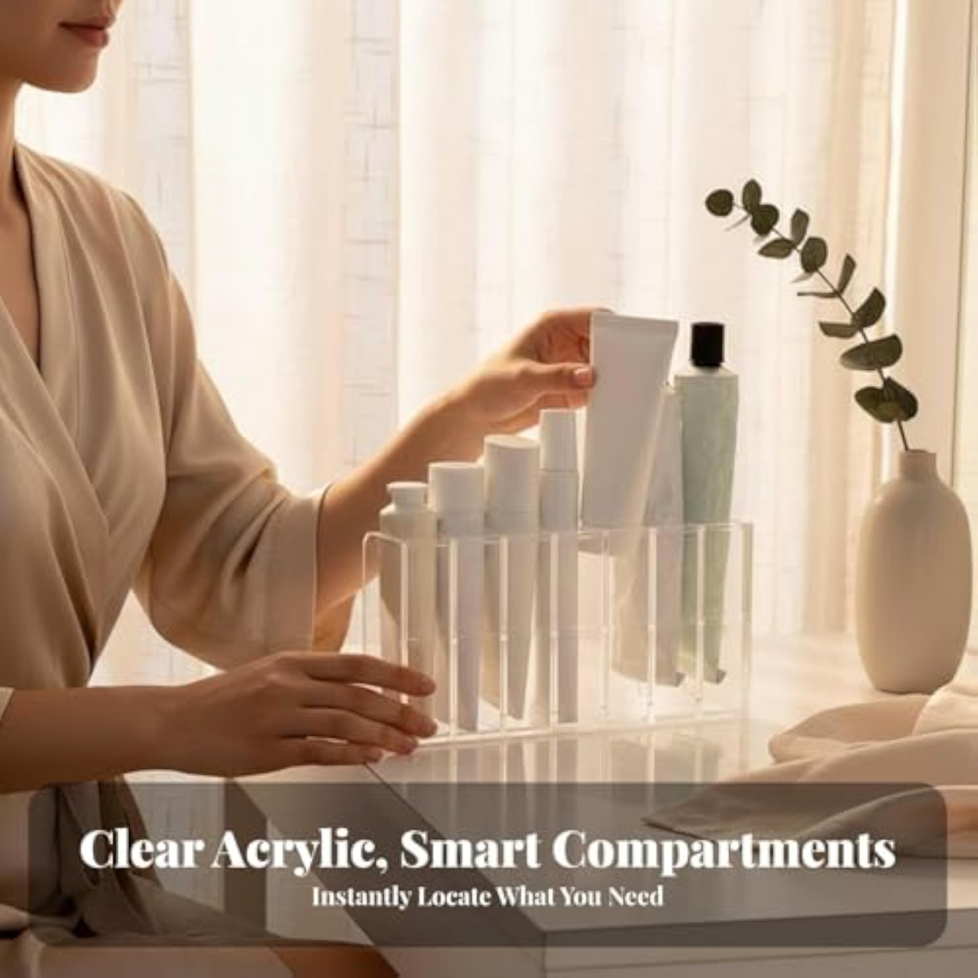 Tiered Tube Display Rack, Clear Cosmetic Organizer