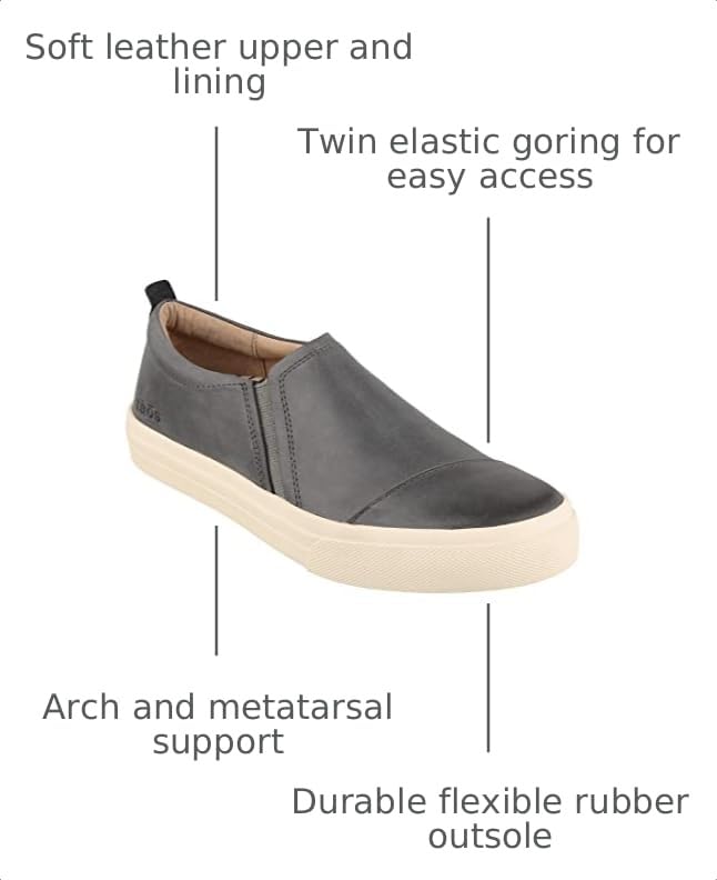 Image of Taos Twin Gore Lux Slip-On Sneakers - Luxe Leather Slip Ons with Curves & Pods Removable Footbed with Arch Support and Metatarsal Support for All Day Comfort and Style