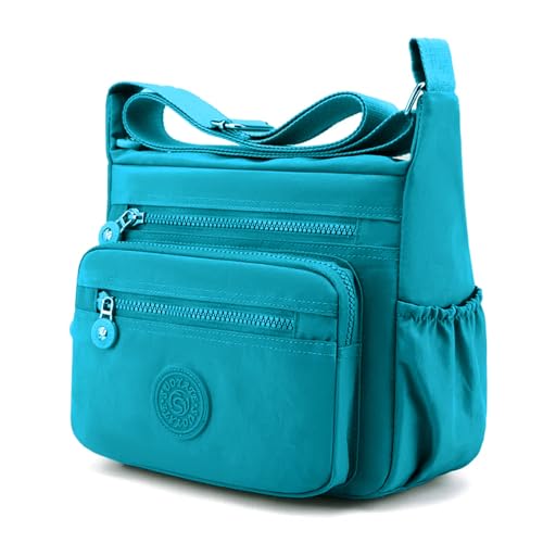 Bolsa Feminina Transversal Nylon Tiracolo Pequena com alça De Ombro (Ciano)