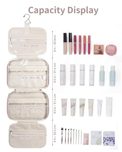 Image of Narwey Hanging Toiletry Bag for Women Toiletries Bag for Travel Size Essentials Accessories, A-Dusty Rose, Large