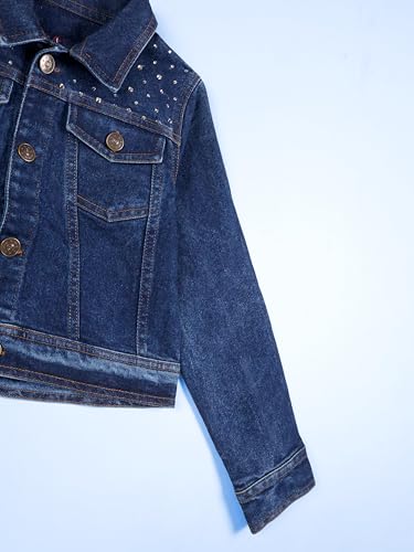 Image of Girls Full Sleeve Solid Crop Denim Jacket