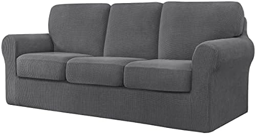 CHUN YI 5 Piece Stretch Sofa Cover, 2 Seater Slipcover with Two Separate Cushions and Backrests, Jacquard Spandex Fabric(2 Seater,Ivory)