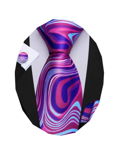 Image of Barry.Wang Designer Mens Tie Sets Silk Necktie Pocket Square Cufflinks