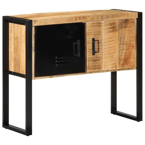 Mesa consola de madera maciza de mango con puertas mueble auxiliar de 90 cm para dormitorio 5