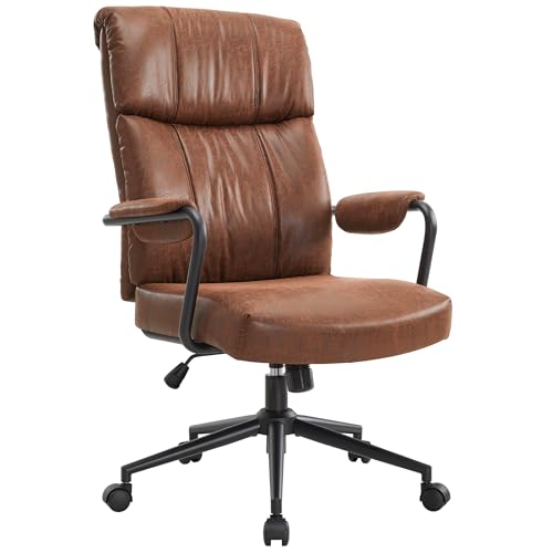 IWMH Mid-Century Bürostuhl, Ergonomischer Moderner Schreibtischstuhl, alte Kunstleder Stoffe Drehstuhl mit Lumbalstütze, hoher Rückenlehne, Höhenverstellbarer Chefsessel, Computerstuhl (Braun) IWMH Mid-Century Bürostuhl, Ergonomischer Moderner Schreibtischstuhl, alte Kunstleder Stoffe Drehstuhl mit Lumbalstütze, hoher Rückenlehne, Höhenverstellbarer Chefsessel, Computerstuhl (Braun)