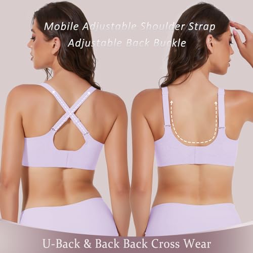 Image of MOEOZLLO Floral Wireless Bras for Women No Underwire Seamless Bralettes for Women with Support V Neck Wavy Womens Bras