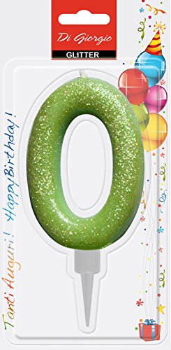Cereria di Giorgio - Bougie d'anniversaire géante avec Paillettes numéro 0, Vert, 58160_60
