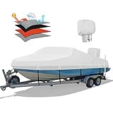 Solim 防水1200D PUボートカバー モーターカバー付き 23-24フィート マリングレード 高耐久 トレーラー可能 紫外線防止 ポリエステルキャンバス 23~24フィートのバスボート Vハル ランナバウト 釣りボート スキーボート ストラップ付き
