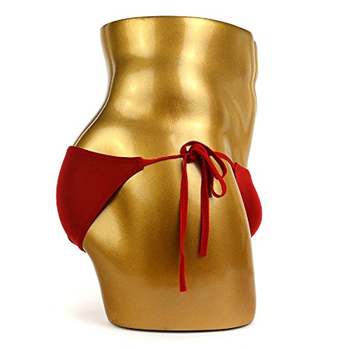 Wenmei String Bikini Thong Briefs Milk Silk Side Tie Men's Underwear (Red) #TOP4