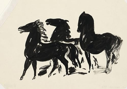 Tableau trois chevaux noirs sublimez un mur vide avec cette œuvre de Leo Gestel