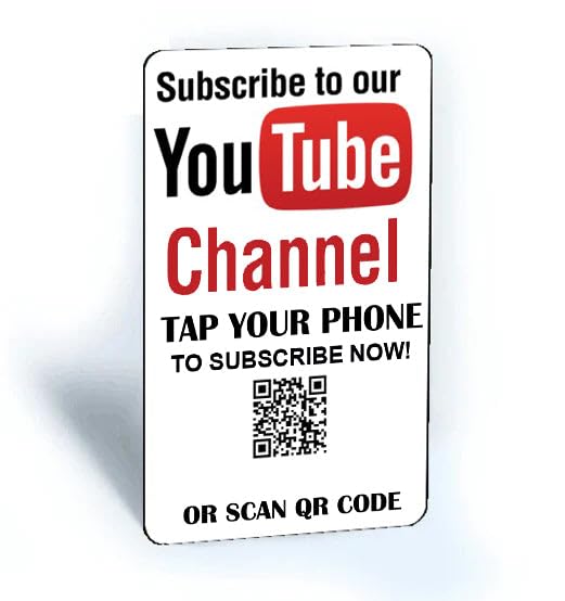 Tap and Share Contactless Sharing Smart NFC 'YouTube Subscribe To Channel' Card + QR code