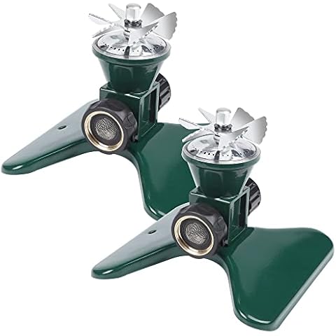 Biswing 2 Pack Lawn Sprinkler, Heavy Duty Metal Square Garden Sprinkler, 360 Degree Large Area Irrigation, Connectable Rotating Automatic Water Sprinklers for Yard Lawn Garden Watering Cover