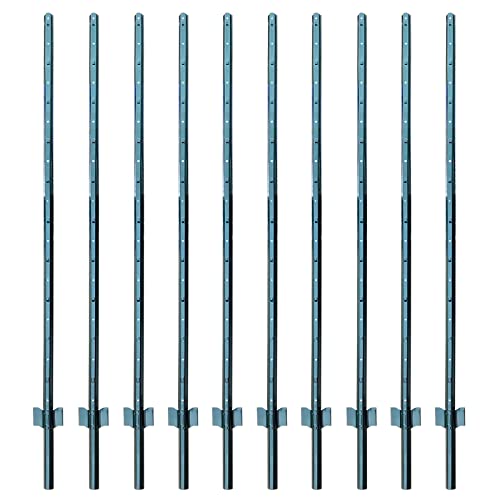 Image of ARIFARO Sturdy Duty Metal Fence Posts 6 Feet,Pack of 10, 3-4-5-6-7 Feet No Digging Garden U Post for Wire Fencing Steel Poles for Yard, Outdoor