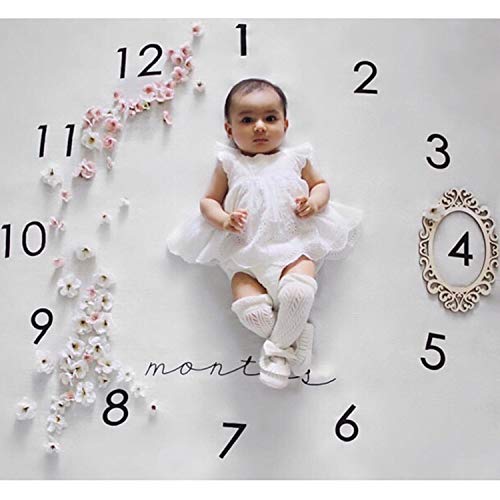 Baby monatliche Meilenstein Decke, Baby Dusche Decke Unisex, Foto Requisiten Aufnahmen Hintergrund 1-12 Monate Baby Junge Mädchen-39.4 * 39.4