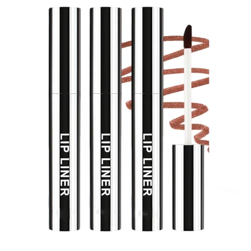Peel Off Lipliner Set, Wasserfester & Langanhaltender Lip Stain, Präzise Applikation, Farbintensiv & Abnehmbar, Natürliche Formel für volle Lippen, Ideal für Frauen (Braun, Dunkelbraun, Weinrot)