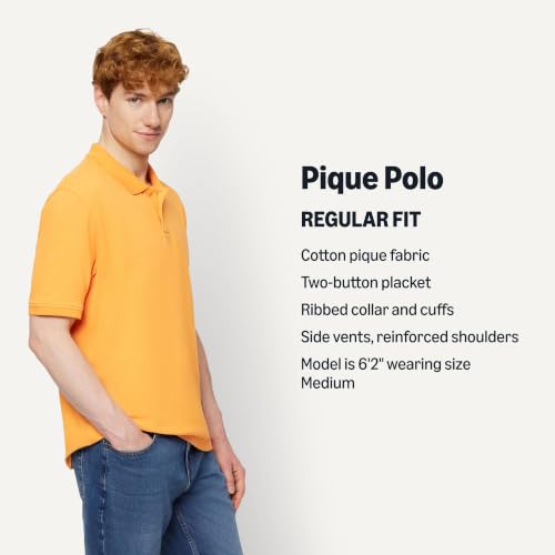 Image of Amazon Essentials Men's Regular-Fit Short Sleeve Cotton Pique Polo Shirt (Available in Big & Tall)
