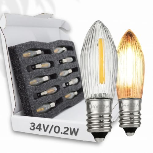 Schwibbogen Ersatzlampen LED 19 Berglicht 10 Stk. LED Filament 34V/0,2W E10 Ersatz-Lämpchen für...