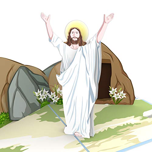 Colorpop Cards - Tarjeta de felicitación de Cristo el Señor está resucitado, diseño con texto en inglés "Christrist the Lord Is Risen", color blanco y negro