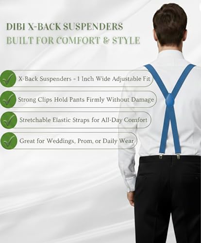 Image of Dibi Suspenders for Men - Adjustable X back Suspender with 4 Strong Clips