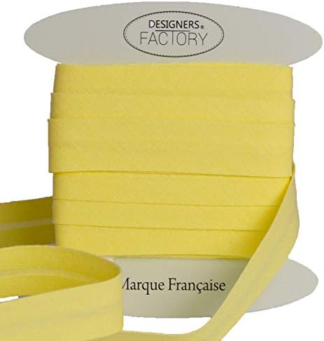 designers-factory Yellow Cotton Bias Binding Tape - Available in Several Colours and Two Sizes - Oeko Tex Certified - Yellow Bias Tape for Sewing (by 5.46 Yards, Yellow)