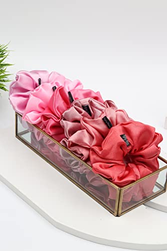 Image of Premium Satin Scrunchies for Women | Hair Bands, Ponytail Holders & Rubber Bands | Oversize, Fluffy, No-Damage Hair Ties | Girls Hair Accessories | Extra Large Size | Pack of 6