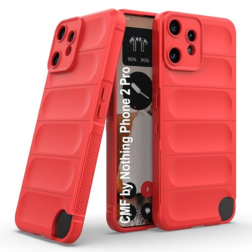 Image of amazon basics Back Case Cover for CMF by Nothing Phone 2 Pro | Compatible for CMF by Nothing Phone 2 Pro Back Cover | Liquid Silicon Magic Case with Camera Protection | Red