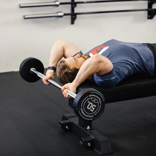 Titan Fitness Rubber Curl Fixed Barbells, Pre-Loaded Weight Bar for Strength Training & Weightlifting - Image 3