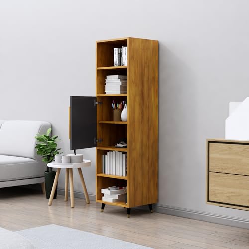 Image of Bniture Bookshelf for Home | Engineered Wood Book Shelf with 1 Door & 4 Shelf | Open Book Shelf Stand for Library | Multipurpose Display Organizer for Living Room & Office | Giant Wood & Slate Grey