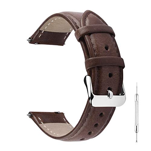 Image of Fullmosa 22mm Treen Gradient Color Tanned Leather Watch Straps for Samsung Galaxy Watch 3 45mm, Quick Release Watch Band for Fossil Gen 6/Amazfit GTR 47mm/One Plus(46mm)/Noise Colorfit - Coffee