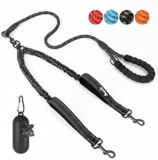 SlowTon Double Dog Lead - 360° Swivel Heavy Duty Reflective Double Dog Lead for Walking 2 Dogs No Tangle Dual Dog Splitter With Soft Handle Dog Leash for Large Dogs Walking Training (25-150 lbs)