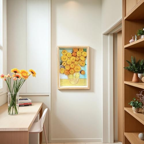 Cuadro decorativo Van Gogh girasol en marco de madera miniatura 5