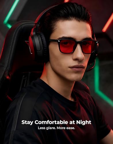 Image of TIJN Sleep Glasses with Blue Green Light Blocking, Red Light Lens for Computer Gaming, Screen Fatigue & UV Protection