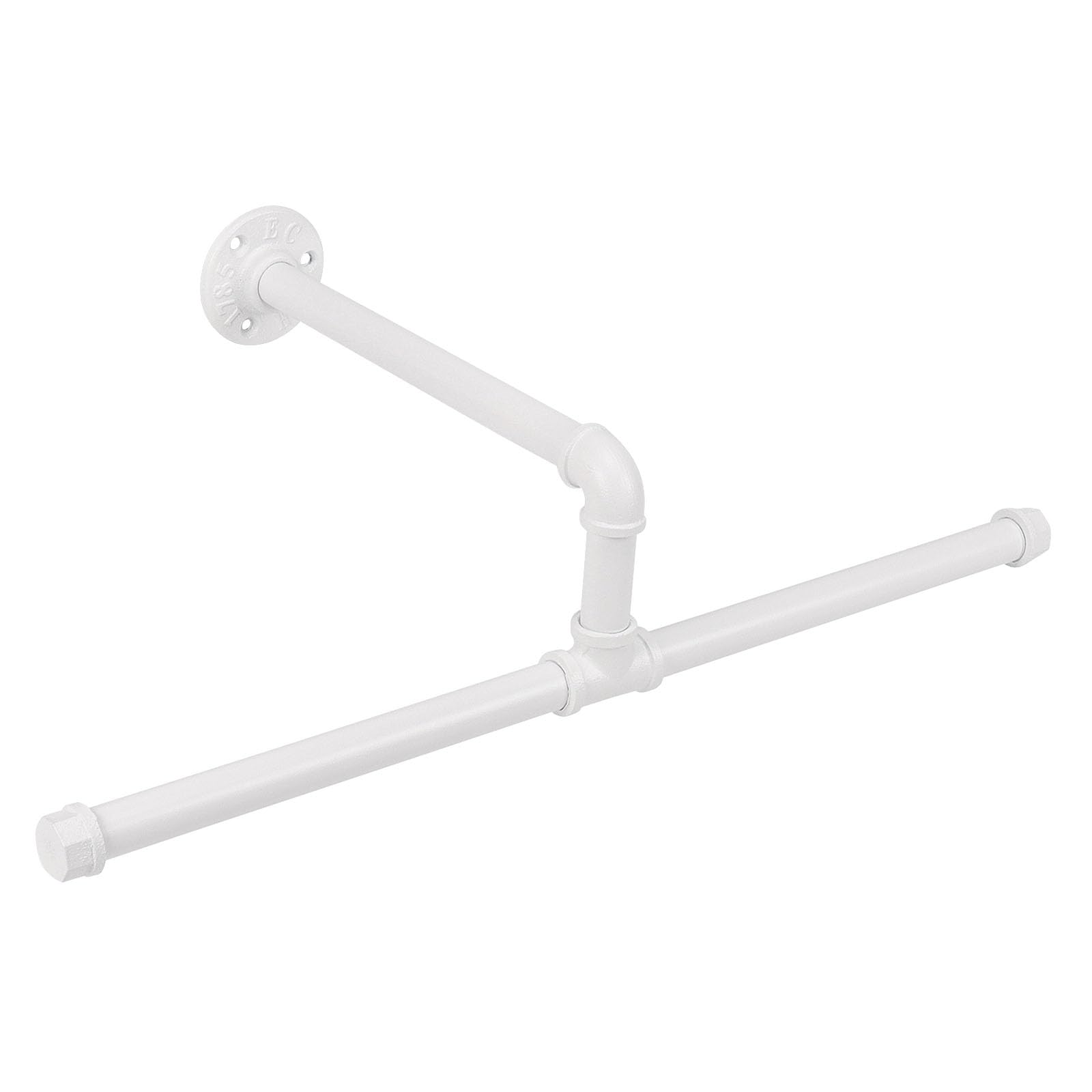 Jeasor Industrial Pipe Clothes Rack Floating DIY Wall Mounted, Heavy Duty Rustic Vintage Clothing Rod, Metal Garment Bar Space-Saving Hanging for Bedroom, Bathroom and Laundry Room (White)