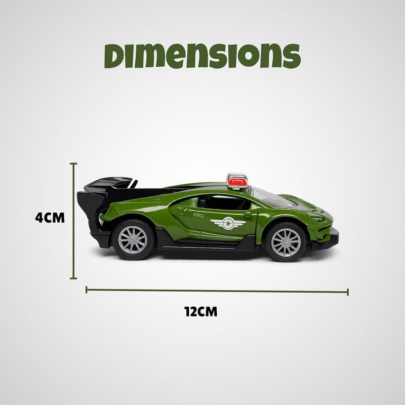 Image of Amisha Gift Gallery Diecast Army Bugatti Toy Car for Kids | 1:36 Scale Model, Metal, Pull Back, Sports Car, Boys
