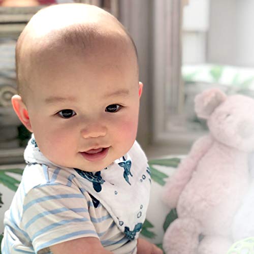 Bebe au Lait Oh So Soft Muslin Baby Bandana Bib, 4-Layer Muslin Design, Stylish Pattern - Sea Turtles2