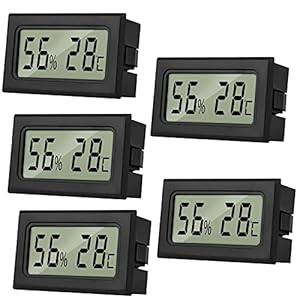 ARCELI 5 stuks binnenthermometer, hygrometer, binnen, mini-thermometer, reptielen, digitale hygrometer, temperatuurvochtigheid, meting voor kantoor, keuken, bevochtigers broedmachines