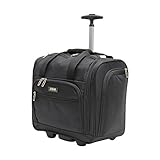 Lucas Cabin Luggage Collection - Small Lightweight 15 Inch Under Seat Bag - Garment Briefcase for Men & Women - Carry On Suitcase with 2- Rolling Spinner Wheels (Black)