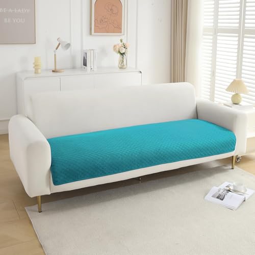 Image of HOKIPO Quilted Sofa Cover Mat for 2 Seater Sofa, Teal (NEW-IN-720-TL)